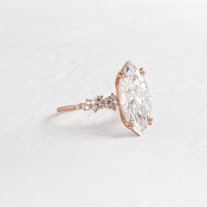 Cluster & Double Prong-Marquise Lab Grown Diamond Engagement Ring