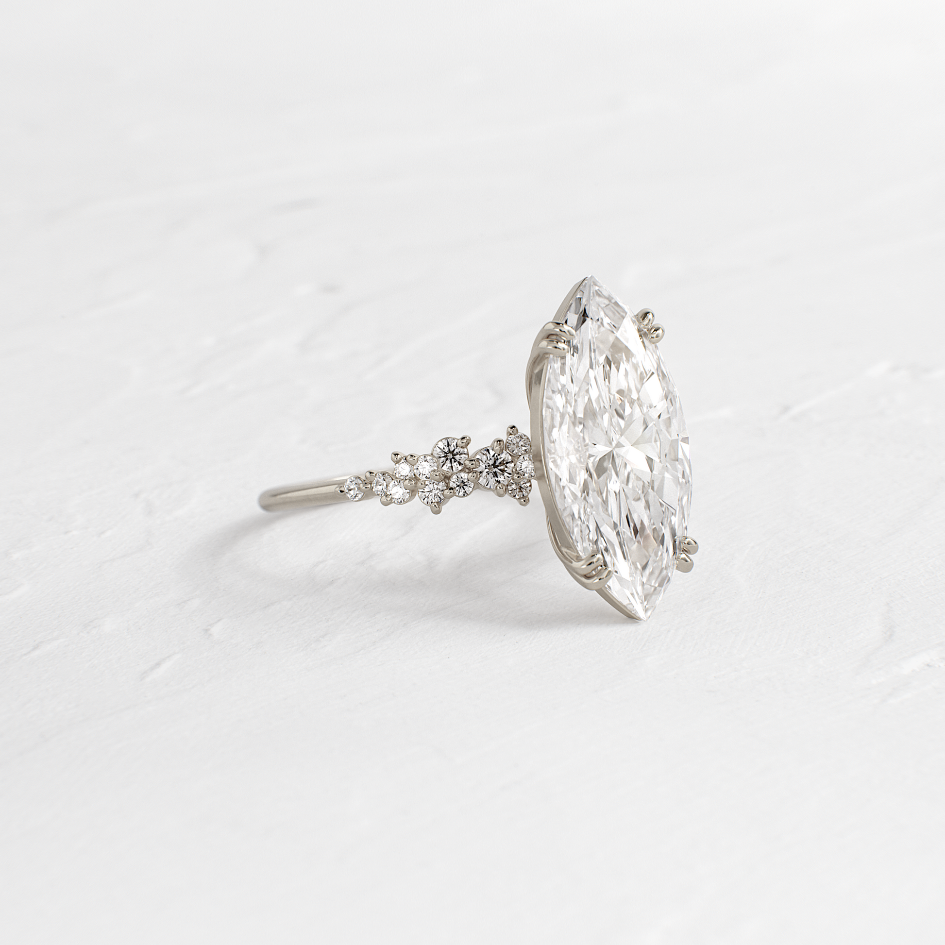 Cluster & Double Prong-Marquise Lab Grown Diamond Engagement Ring