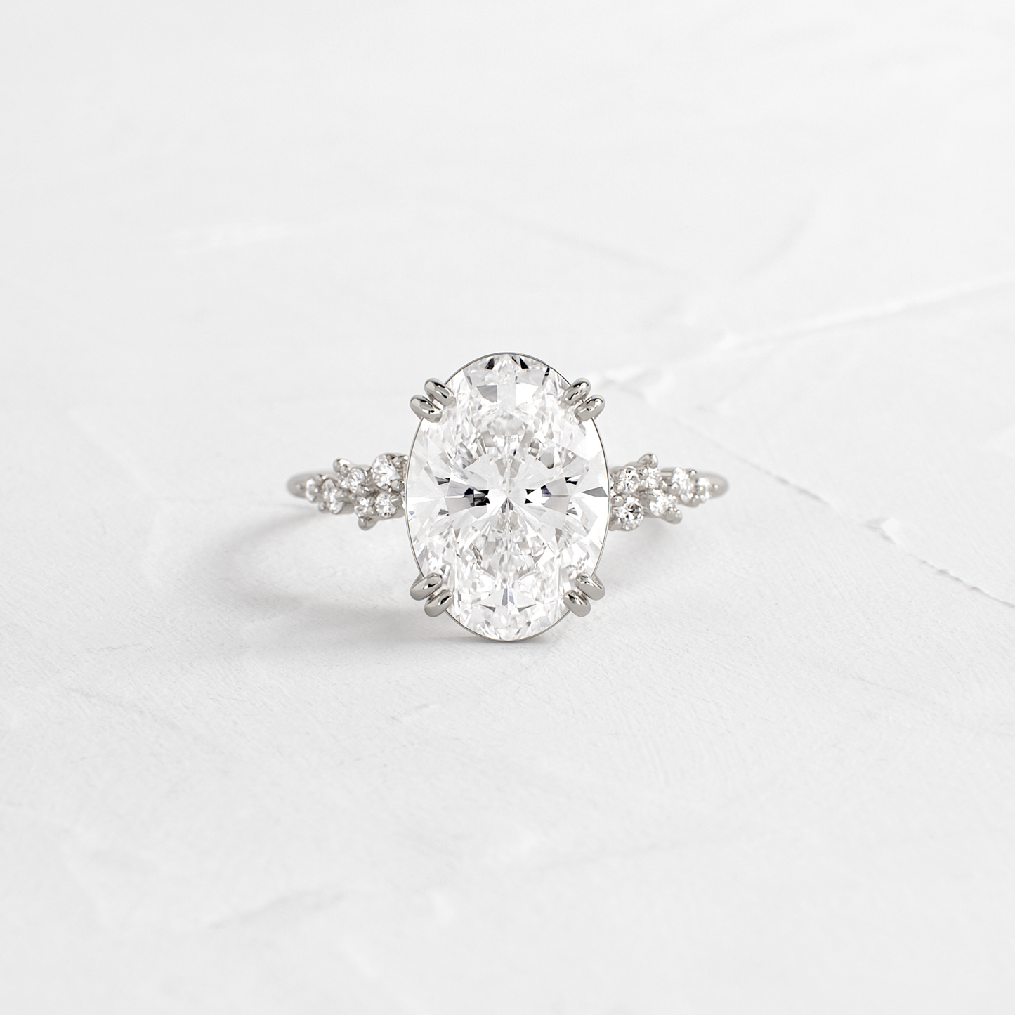 Cluster & Double Prong-Oval Lab Grown Diamond Engagement Ring