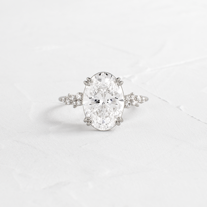 Cluster & Double Prong-Oval Lab Grown Diamond Engagement Ring