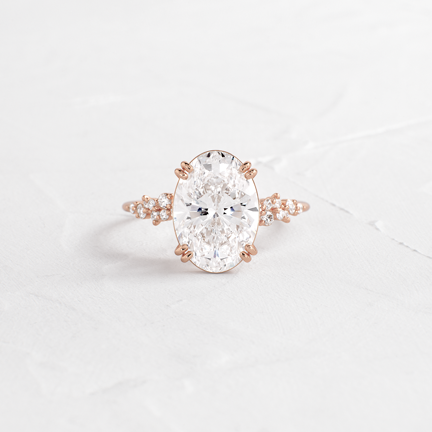 Cluster & Double Prong-Oval Lab Grown Diamond Engagement Ring