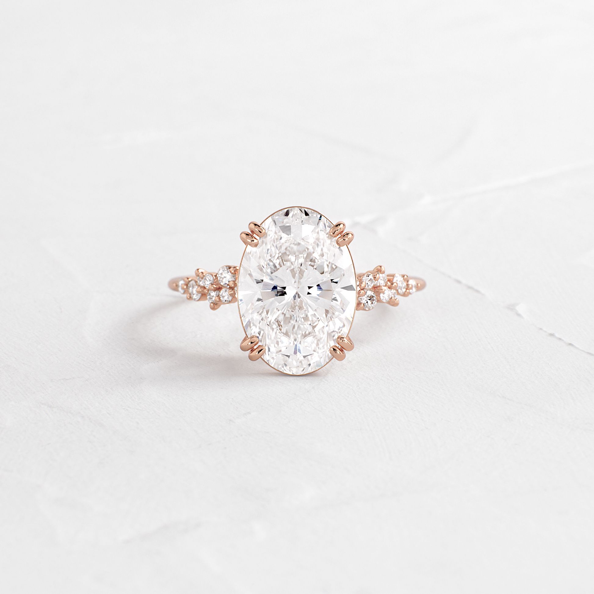 Cluster & Double Prong-Oval Lab Grown Diamond Engagement Ring
