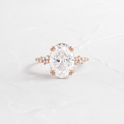 Cluster & Double Prong-Oval Lab Grown Diamond Engagement Ring