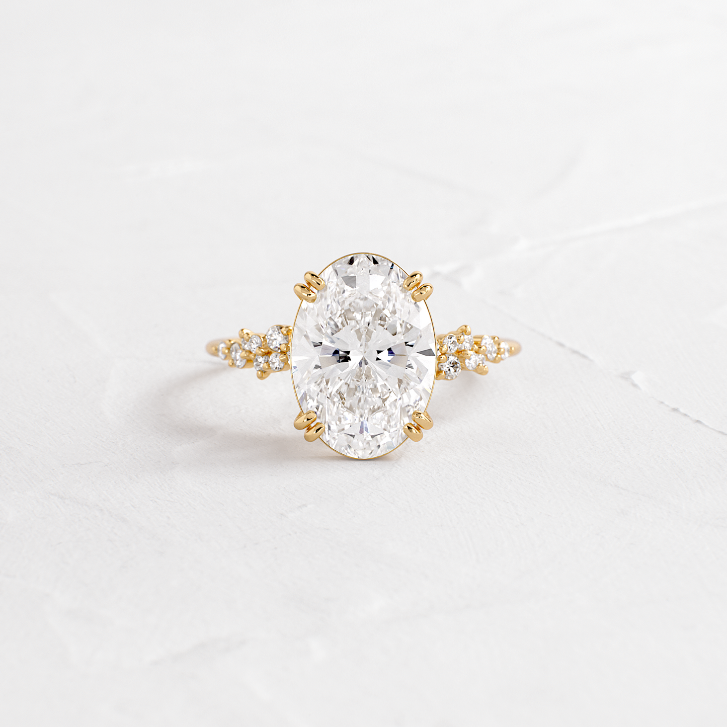 Cluster & Double Prong-Oval Lab Grown Diamond Engagement Ring