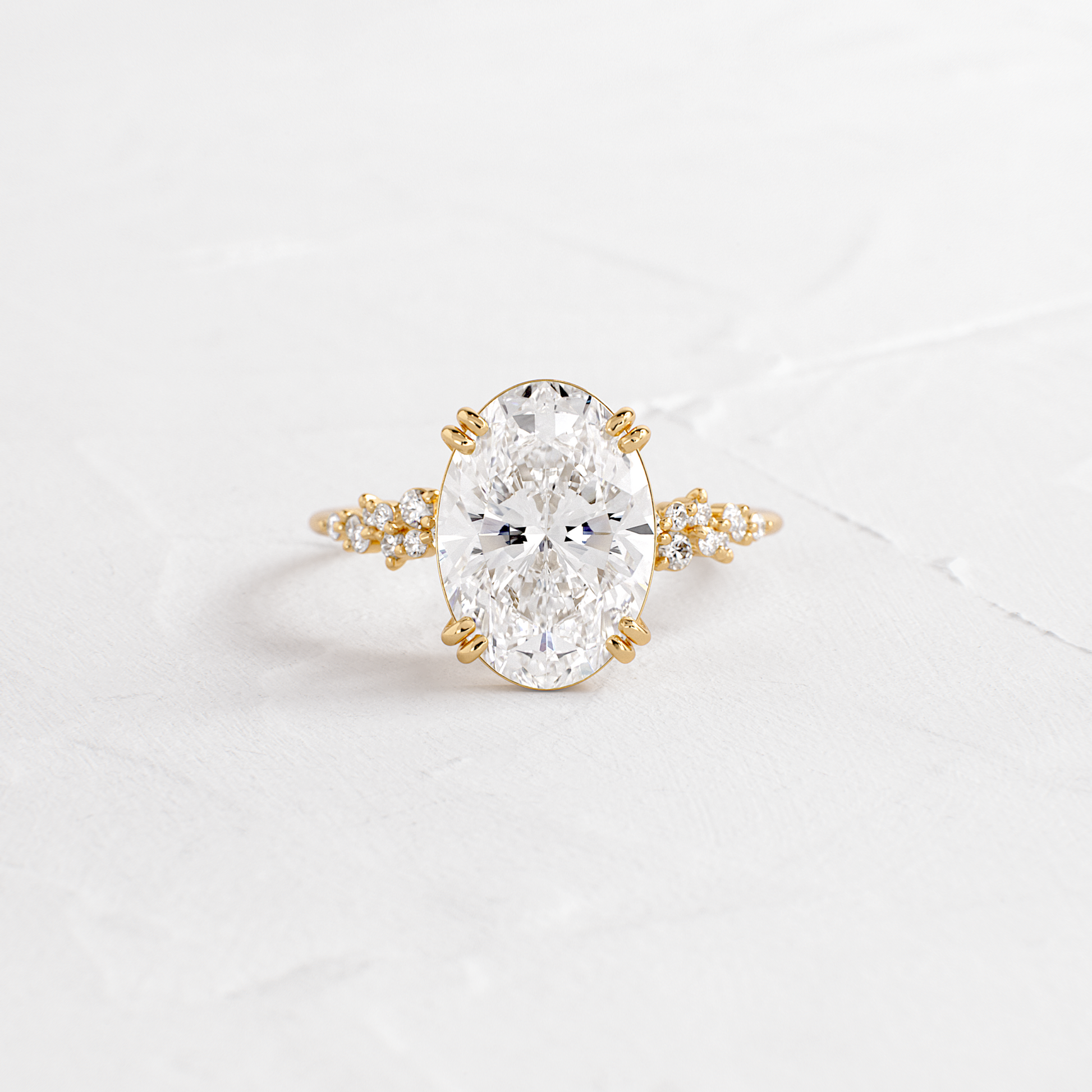 Cluster & Double Prong-Oval Lab Grown Diamond Engagement Ring