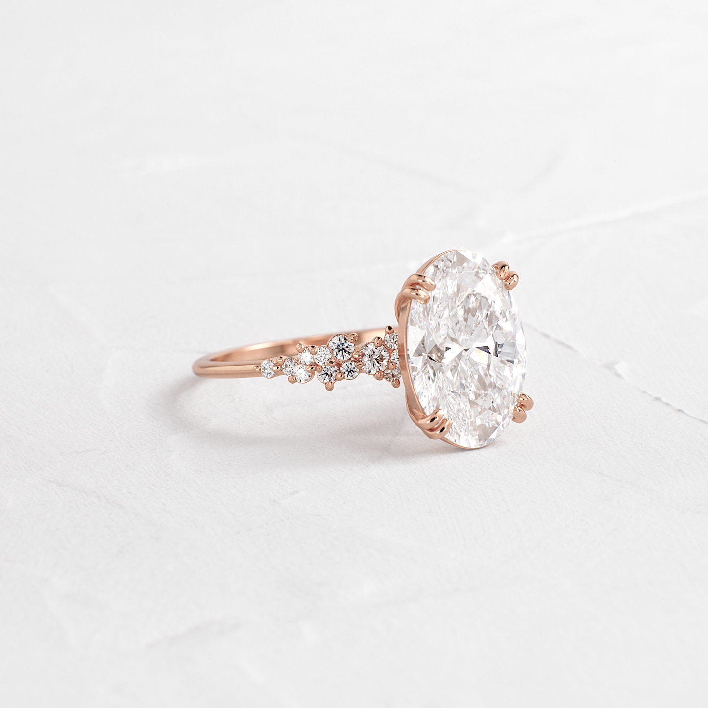 Cluster & Double Prong-Oval Lab Grown Diamond Engagement Ring