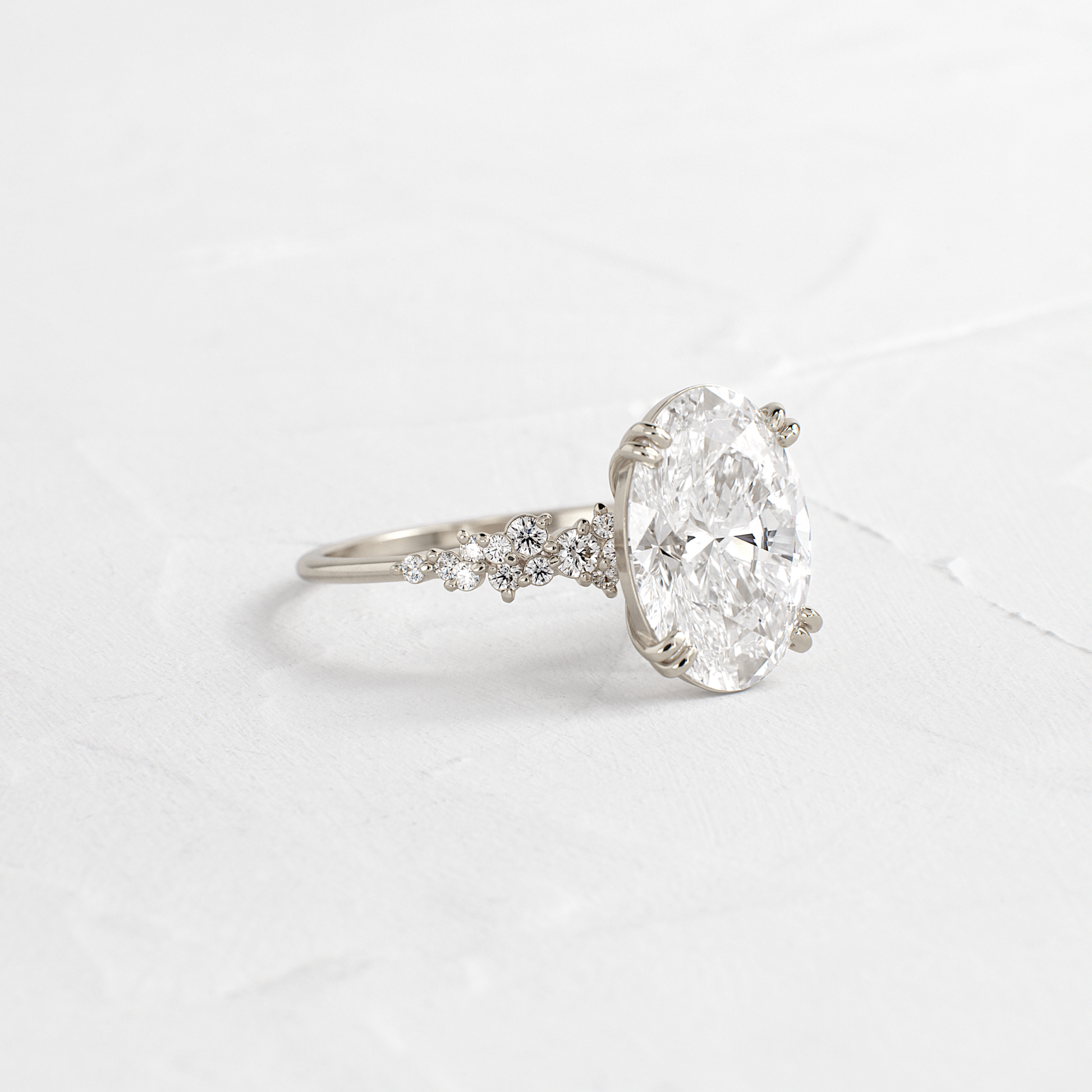 Cluster & Double Prong-Oval Lab Grown Diamond Engagement Ring