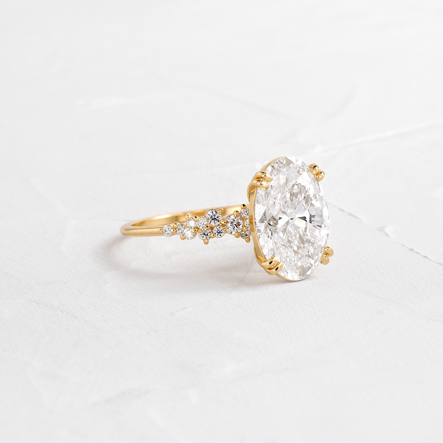 Cluster & Double Prong-Oval Lab Grown Diamond Engagement Ring