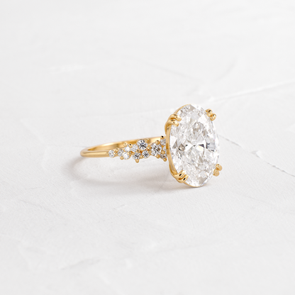 Cluster & Double Prong-Oval Lab Grown Diamond Engagement Ring