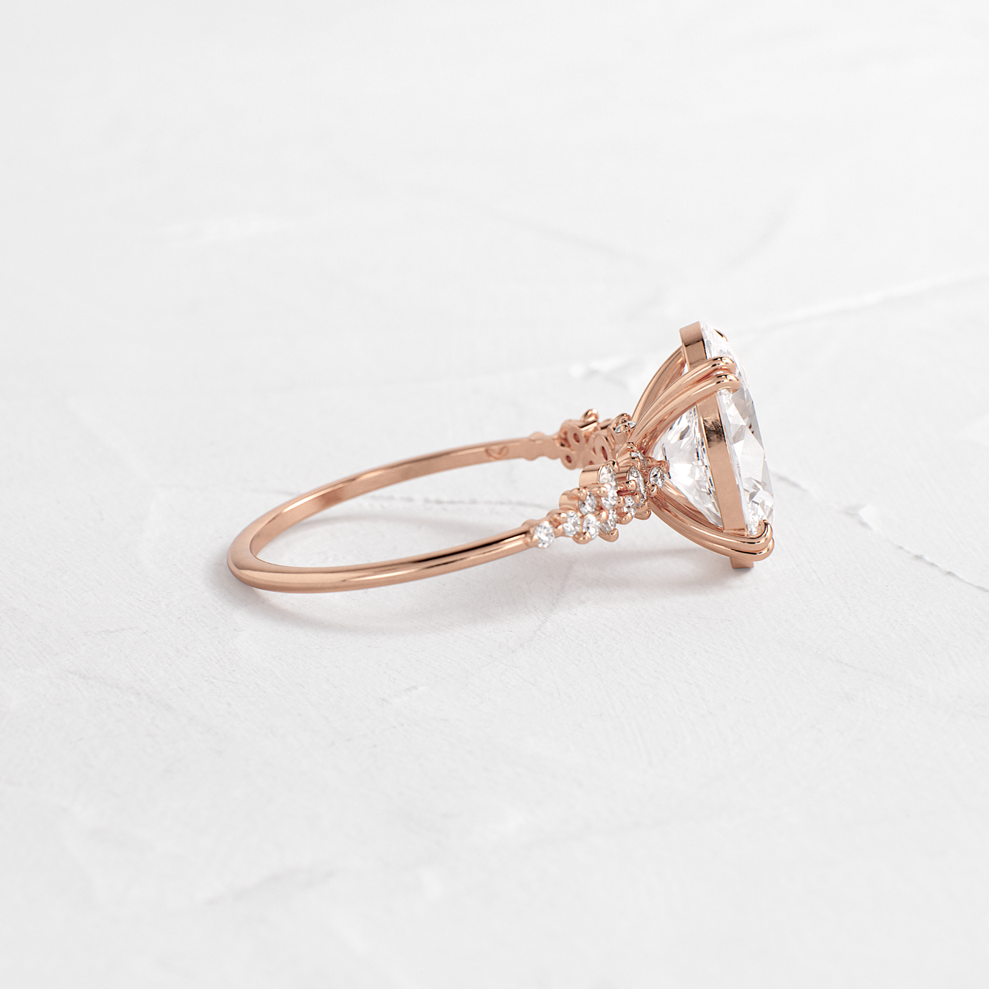 Cluster & Double Prong-Oval Lab Grown Diamond Engagement Ring