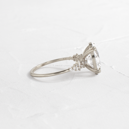 Cluster & Double Prong-Oval Lab Grown Diamond Engagement Ring