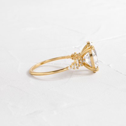 Cluster & Double Prong-Oval Lab Grown Diamond Engagement Ring