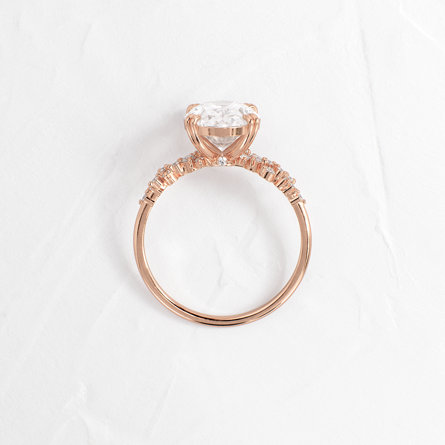 Cluster & Double Prong-Oval Lab Grown Diamond Engagement Ring