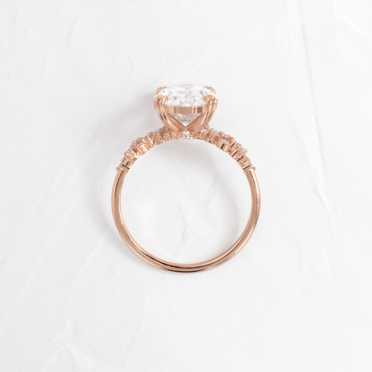 Cluster & Double Prong-Oval Lab Grown Diamond Engagement Ring