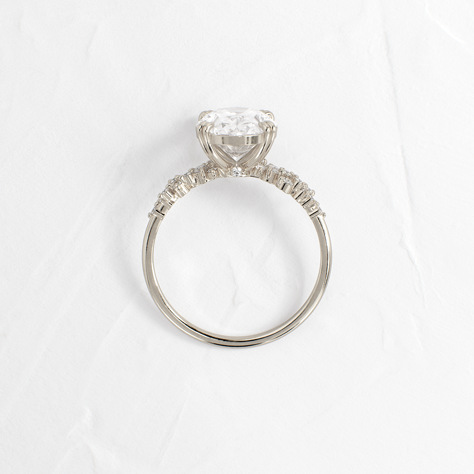 Cluster & Double Prong-Oval Lab Grown Diamond Engagement Ring