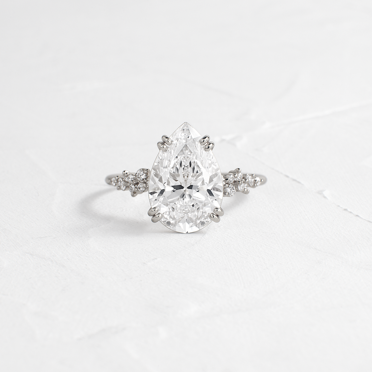 Cluster & Double Prong-Pear Lab Grown Diamond Engagement Ring