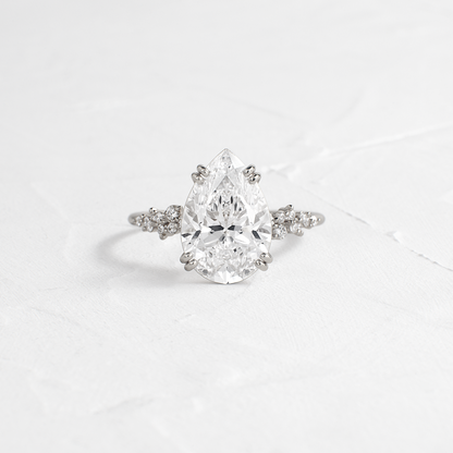 Cluster & Double Prong-Pear Lab Grown Diamond Engagement Ring