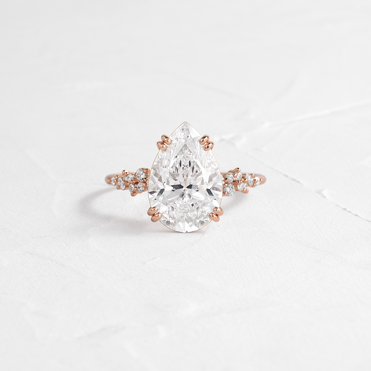 Cluster & Double Prong-Pear Lab Grown Diamond Engagement Ring