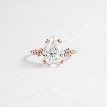 Cluster & Double Prong-Pear Lab Grown Diamond Engagement Ring