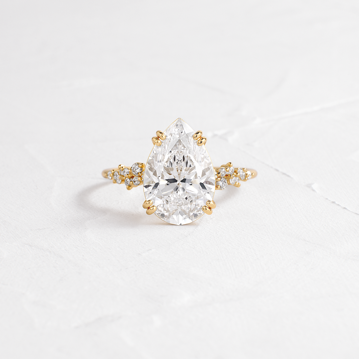Cluster & Double Prong-Pear Lab Grown Diamond Engagement Ring