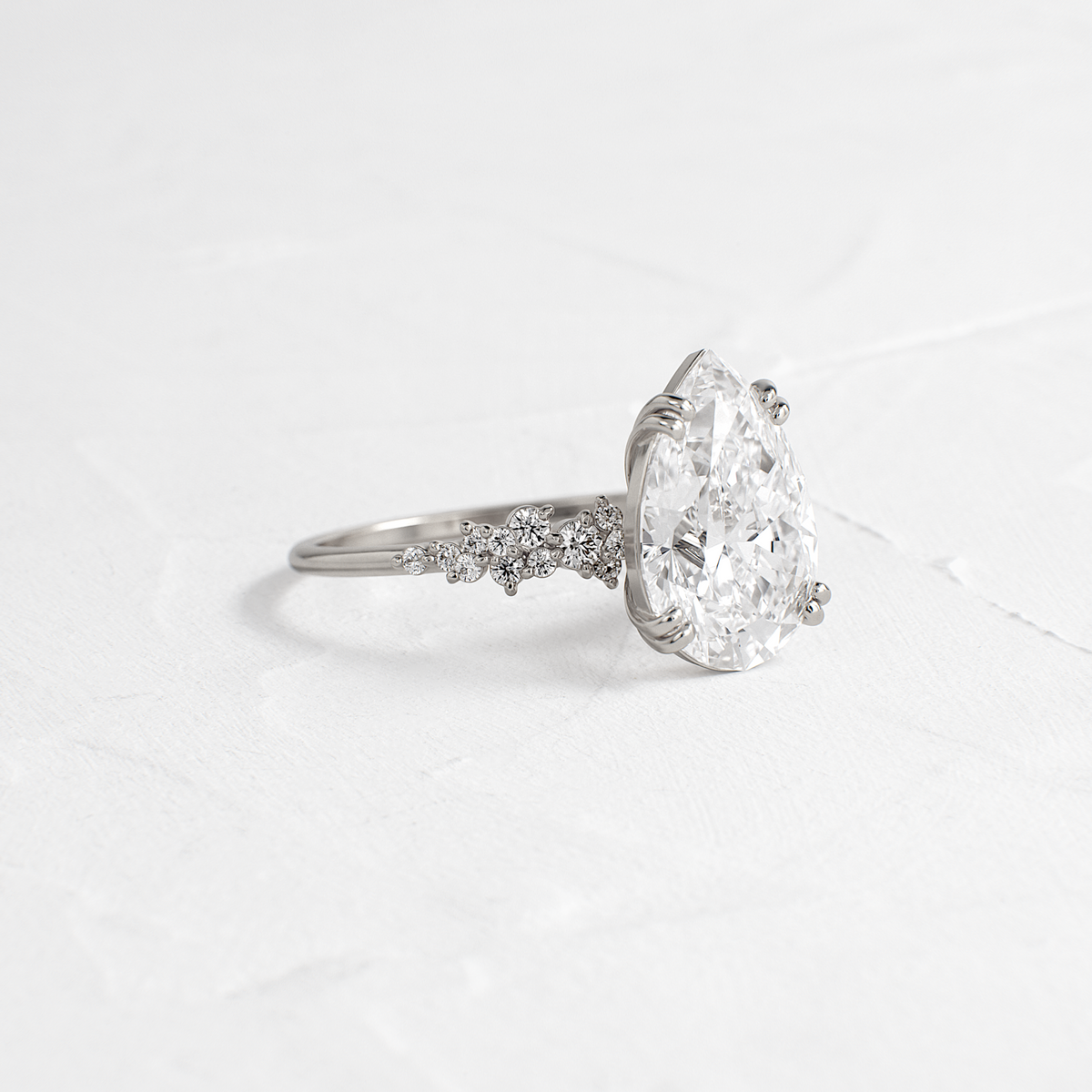 Cluster & Double Prong-Pear Lab Grown Diamond Engagement Ring