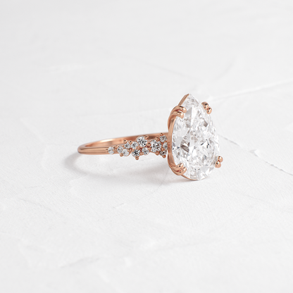 Cluster & Double Prong-Pear Lab Grown Diamond Engagement Ring