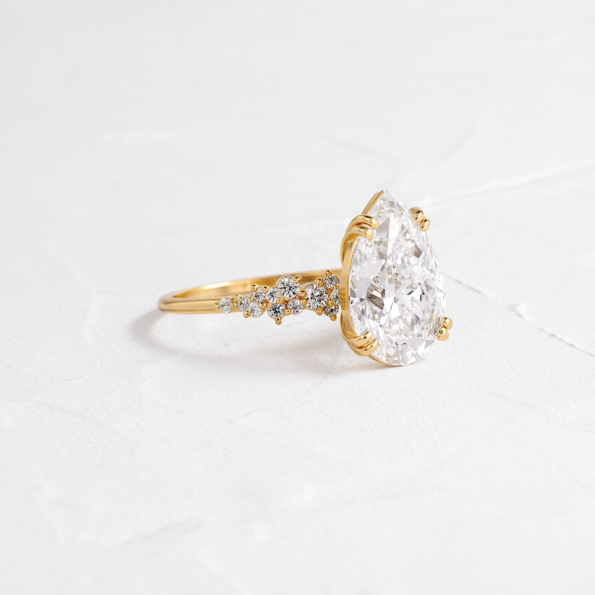 Cluster & Double Prong-Pear Lab Grown Diamond Engagement Ring