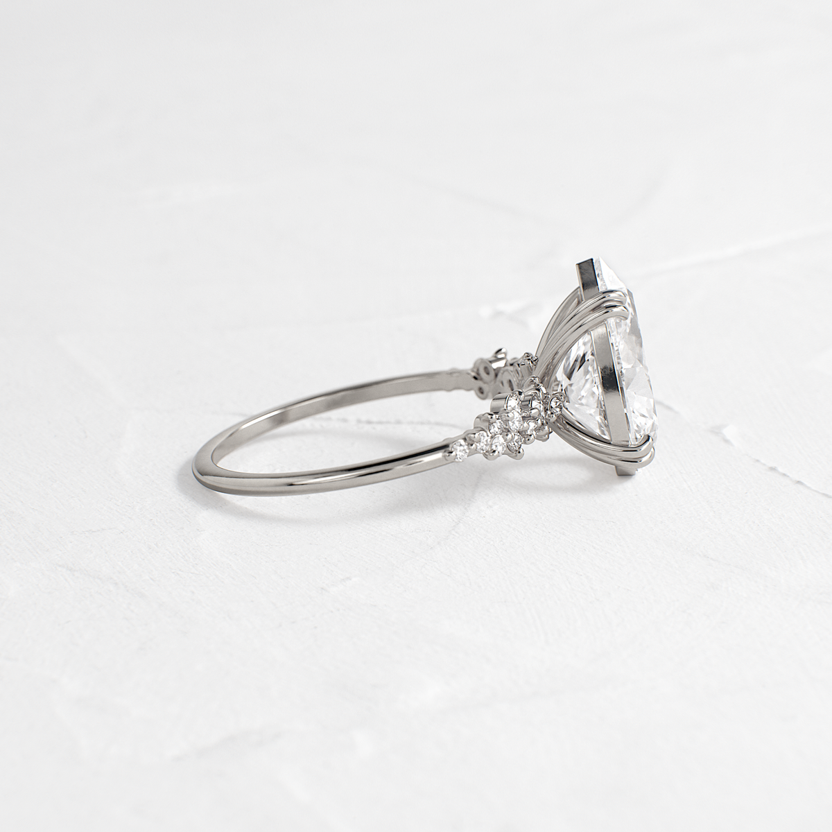 Cluster & Double Prong-Pear Lab Grown Diamond Engagement Ring