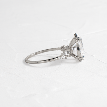 Cluster & Double Prong-Pear Lab Grown Diamond Engagement Ring