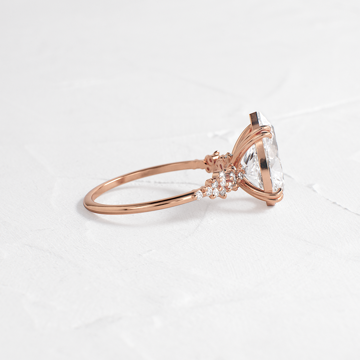 Cluster & Double Prong-Pear Lab Grown Diamond Engagement Ring
