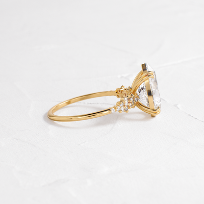 Cluster & Double Prong-Pear Lab Grown Diamond Engagement Ring