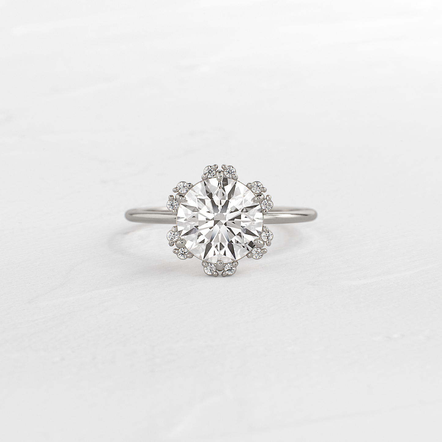 Flower Halo-Round Lab Grown Diamond Engagement Ring