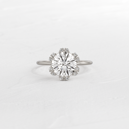 Flower Halo-Round Lab Grown Diamond Engagement Ring