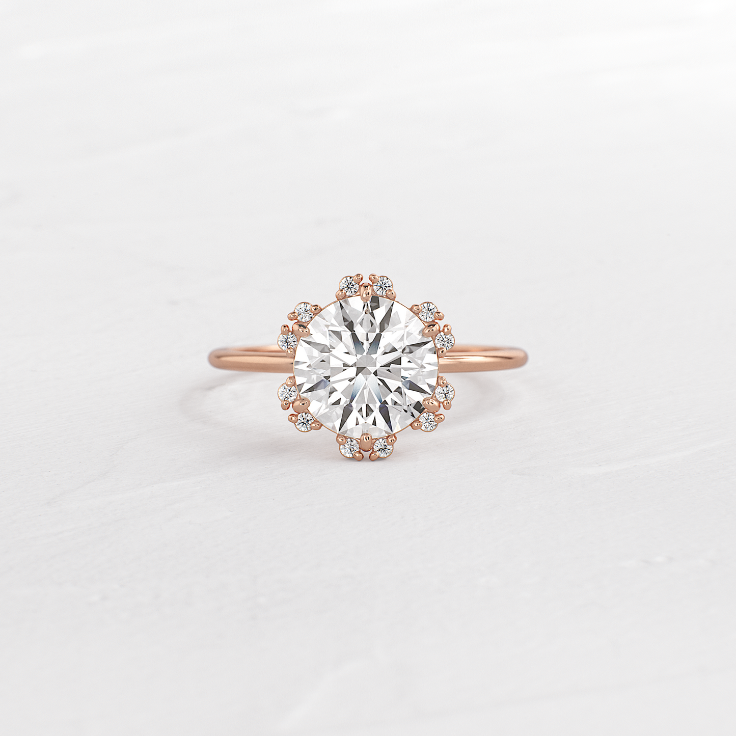 Flower Halo-Round Lab Grown Diamond Engagement Ring