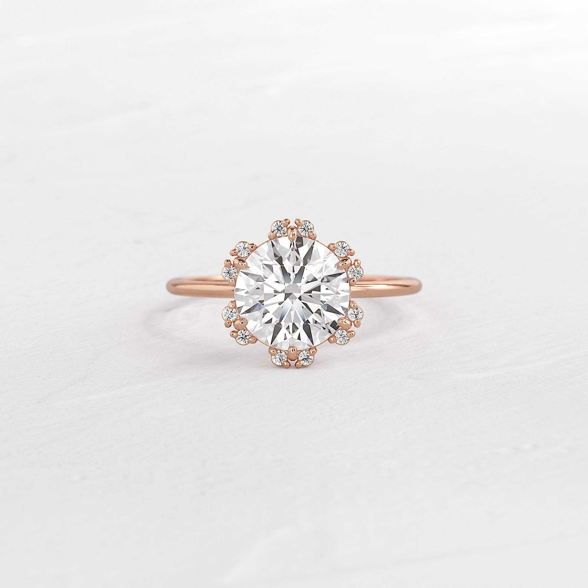Flower Halo-Round Lab Grown Diamond Engagement Ring