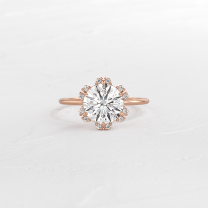 Flower Halo-Round Lab Grown Diamond Engagement Ring