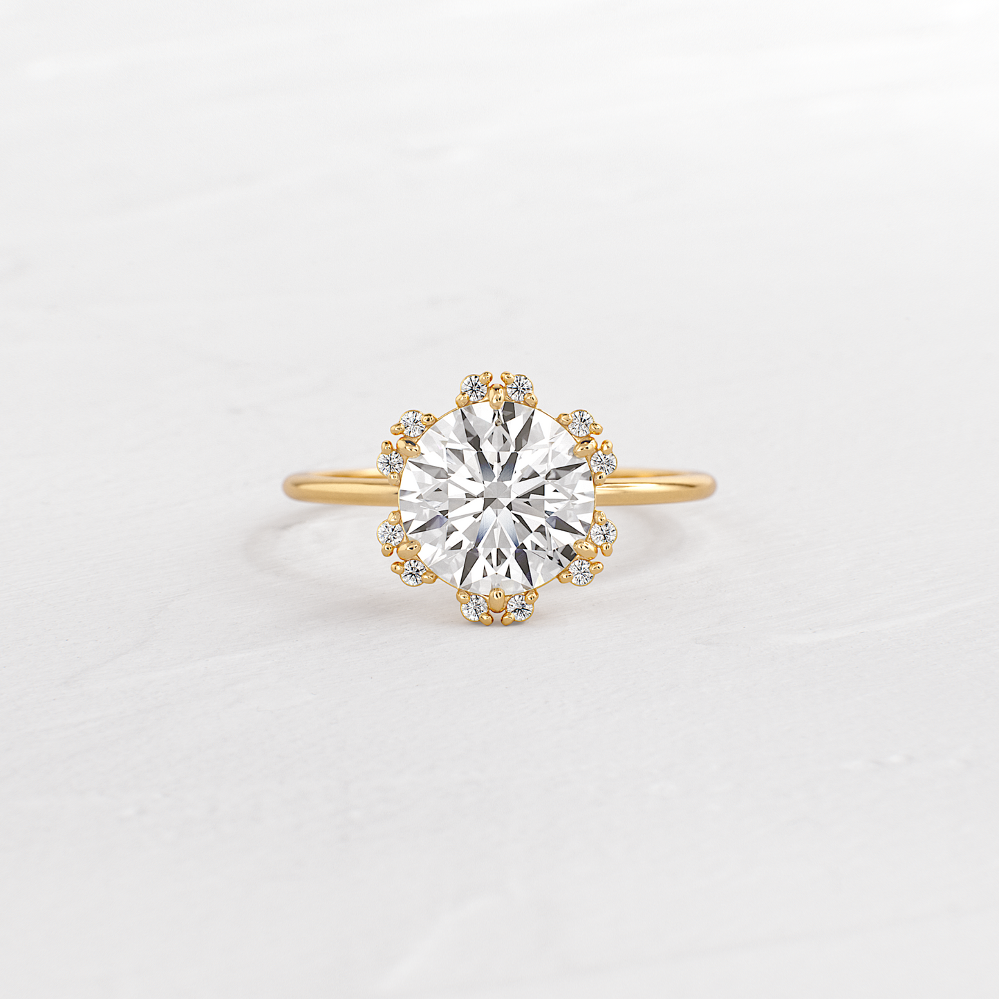 Flower Halo-Round Lab Grown Diamond Engagement Ring