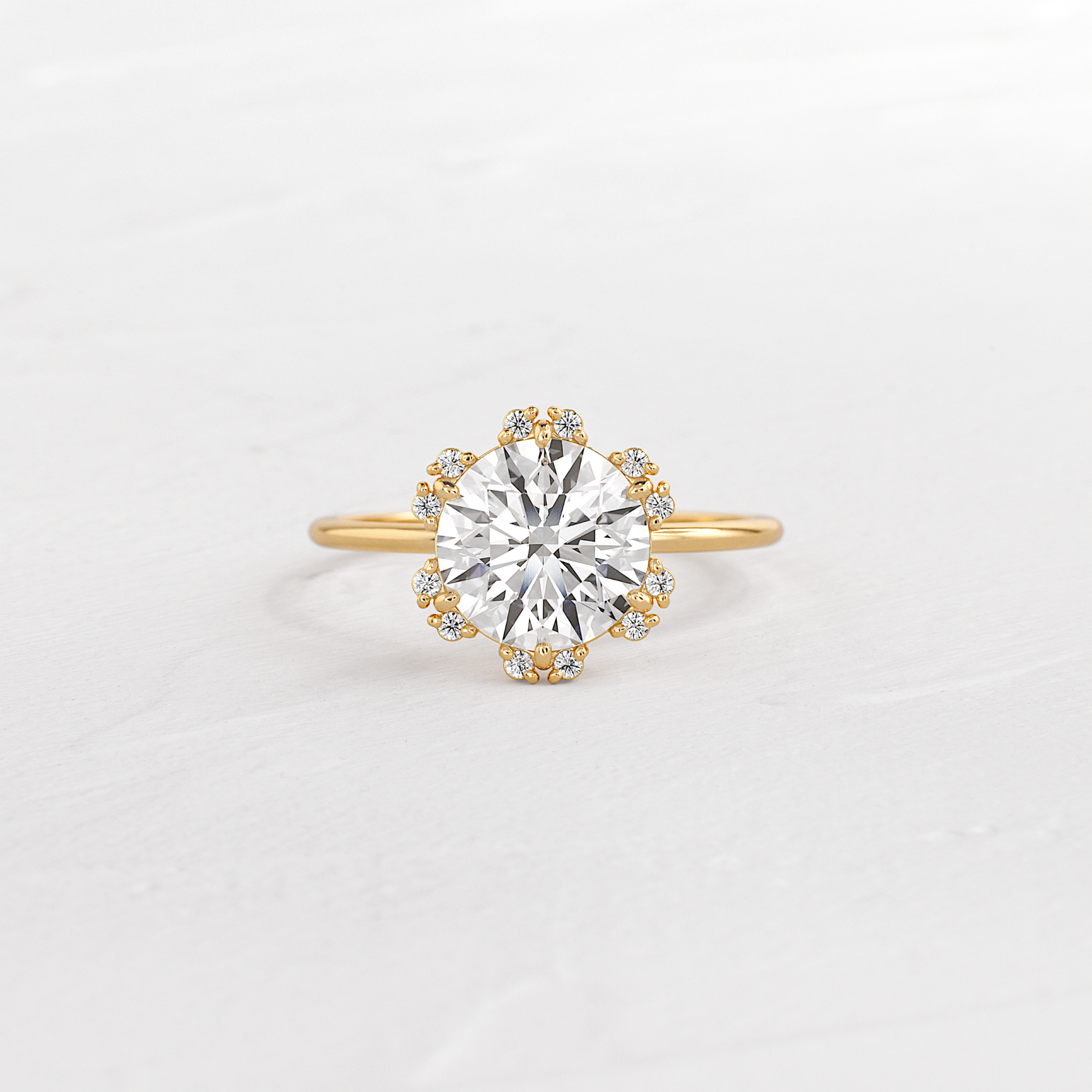 Flower Halo-Round Lab Grown Diamond Engagement Ring