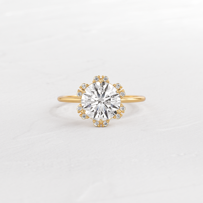 Flower Halo-Round Lab Grown Diamond Engagement Ring