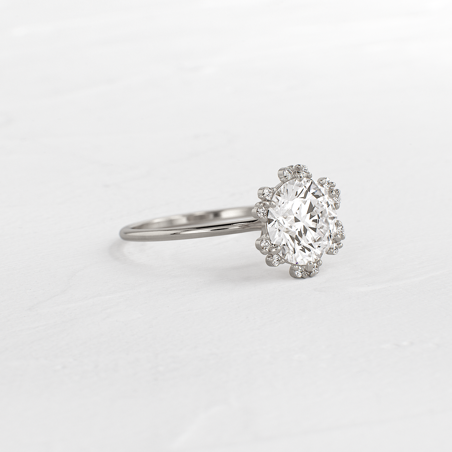 Flower Halo-Round Lab Grown Diamond Engagement Ring