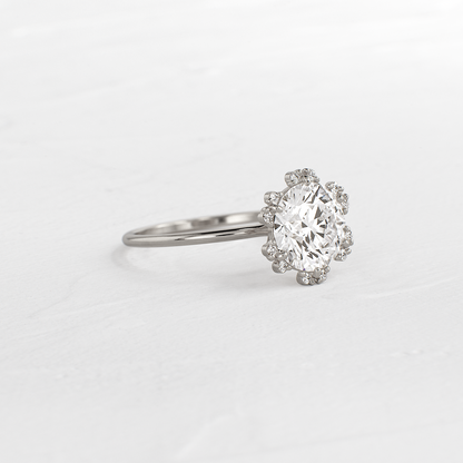 Flower Halo-Round Lab Grown Diamond Engagement Ring