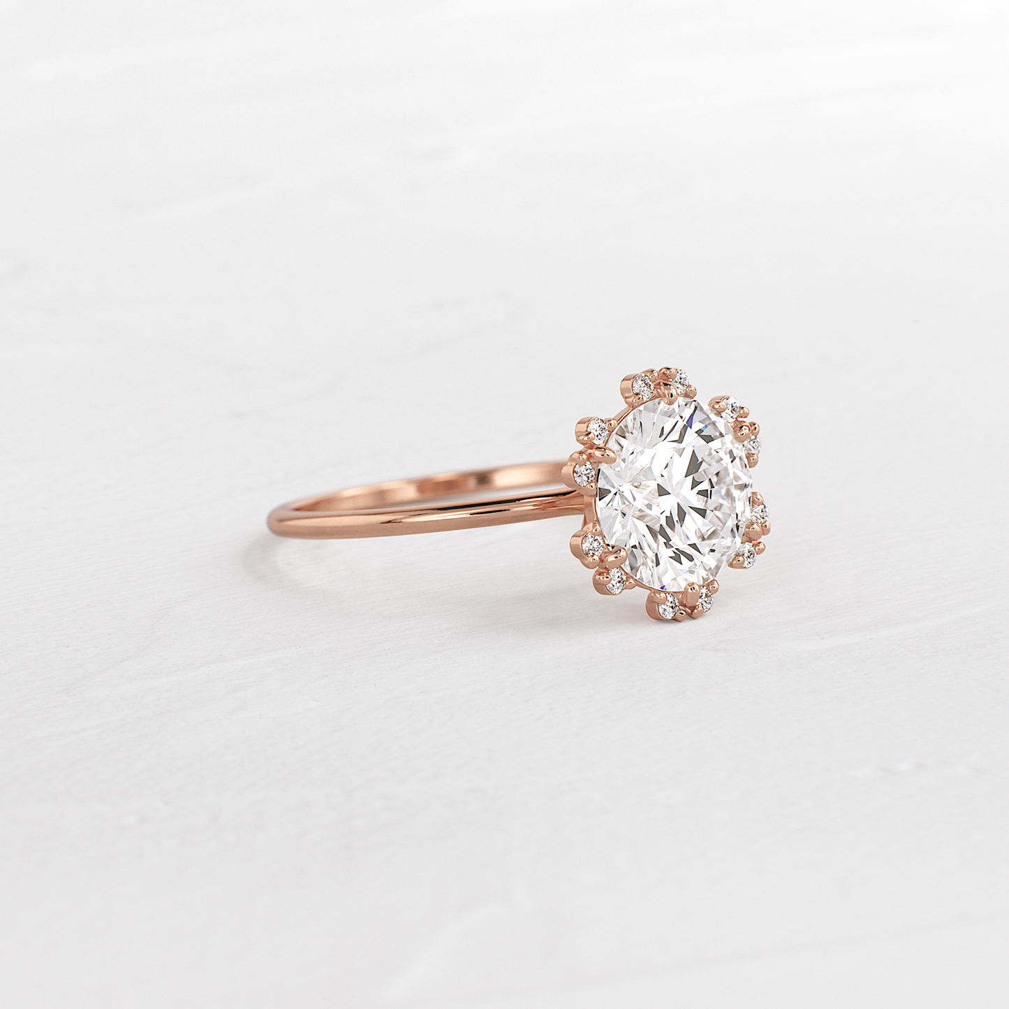 Flower Halo-Round Lab Grown Diamond Engagement Ring