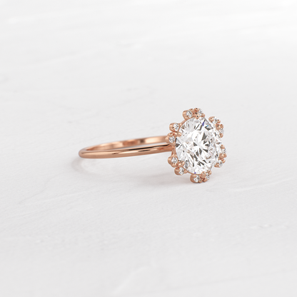 Flower Halo-Round Lab Grown Diamond Engagement Ring