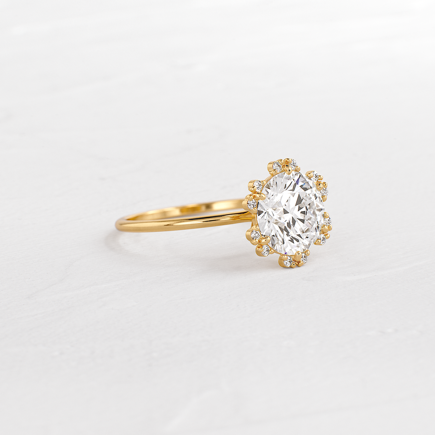 Flower Halo-Round Lab Grown Diamond Engagement Ring