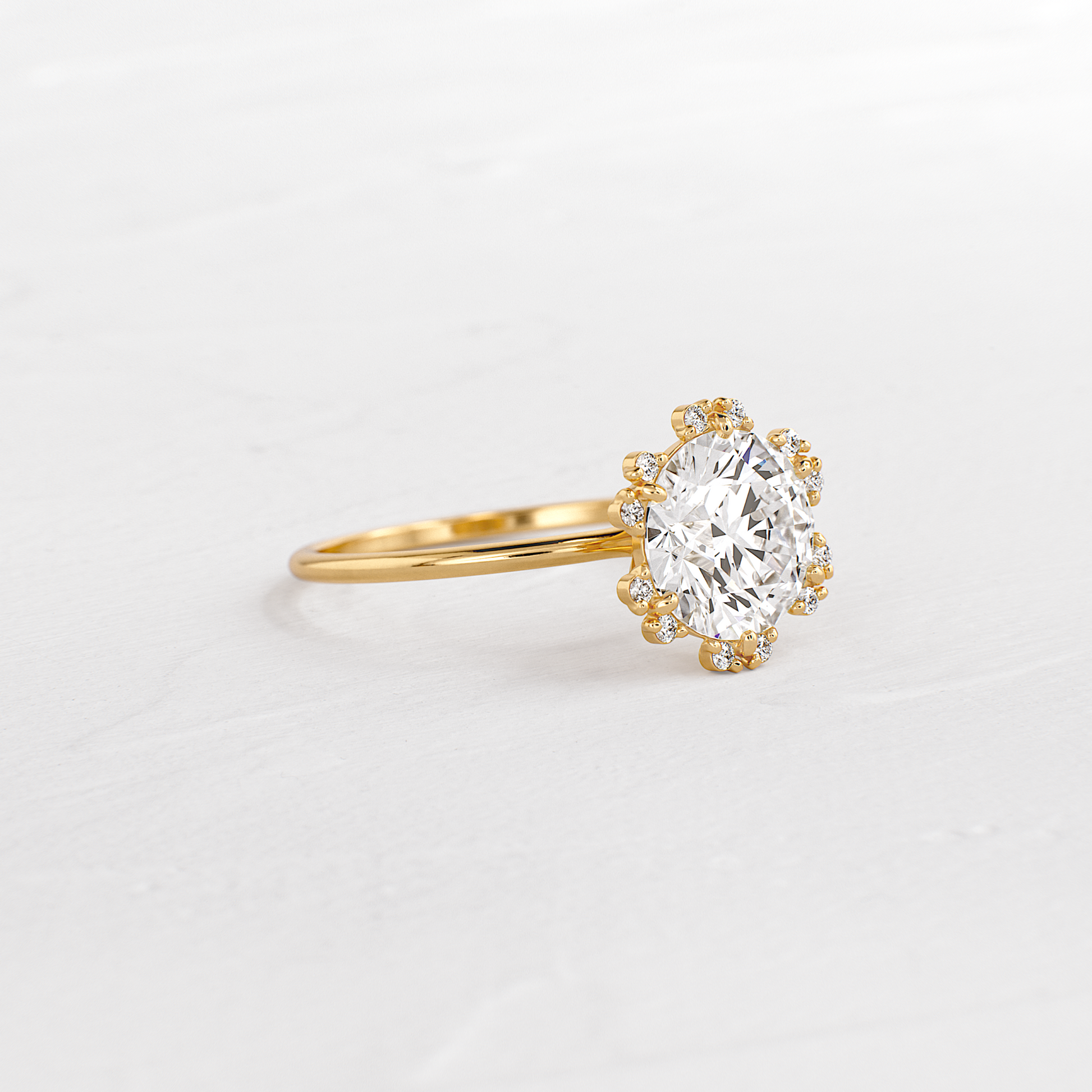 Flower Halo-Round Lab Grown Diamond Engagement Ring