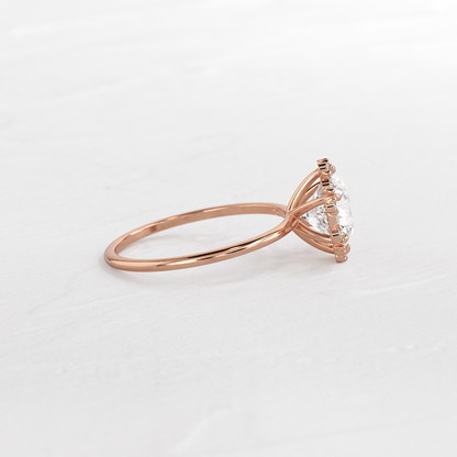 Flower Halo-Round Lab Grown Diamond Engagement Ring