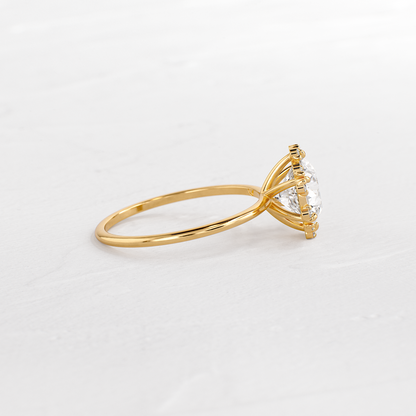 Flower Halo-Round Lab Grown Diamond Engagement Ring