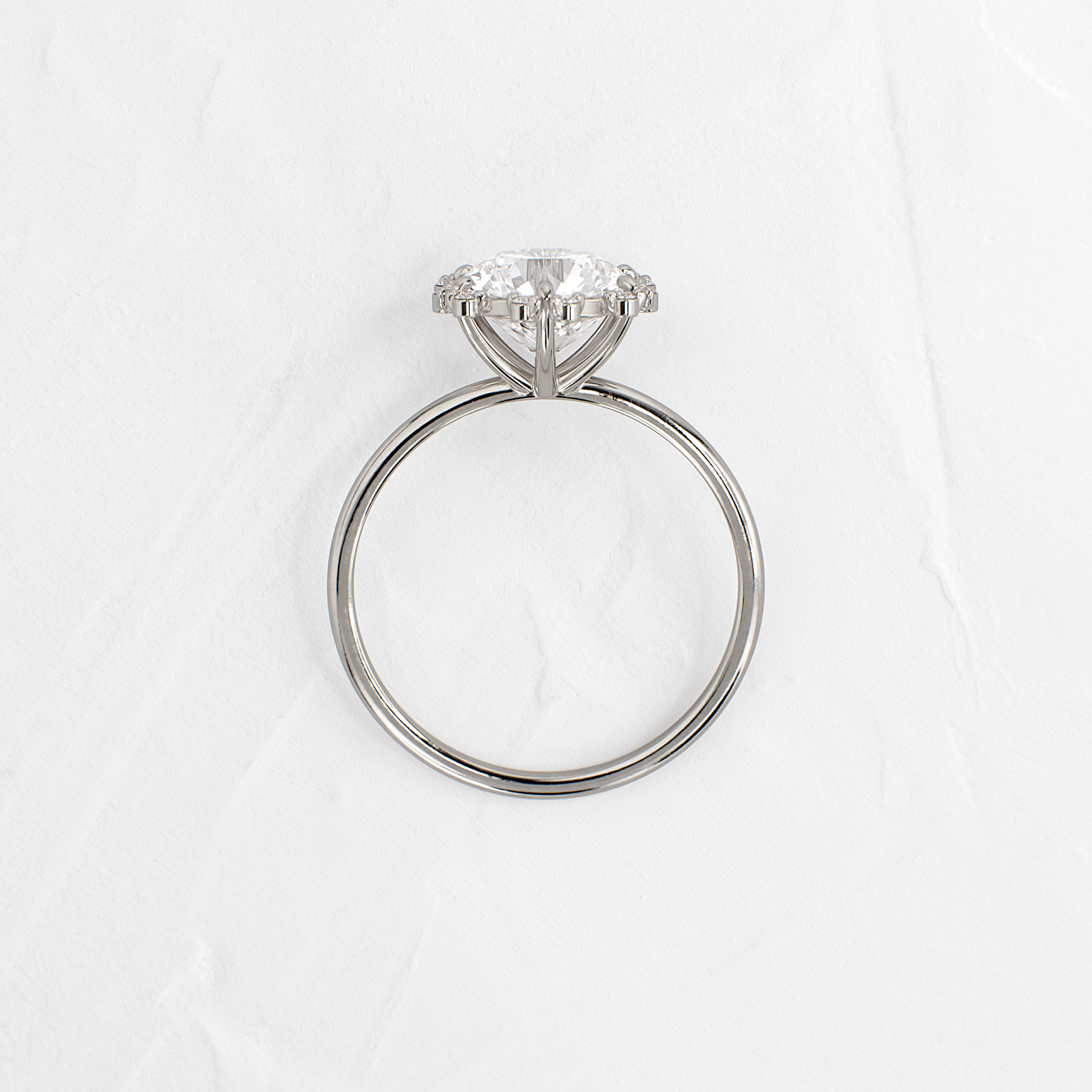 Flower Halo-Round Lab Grown Diamond Engagement Ring