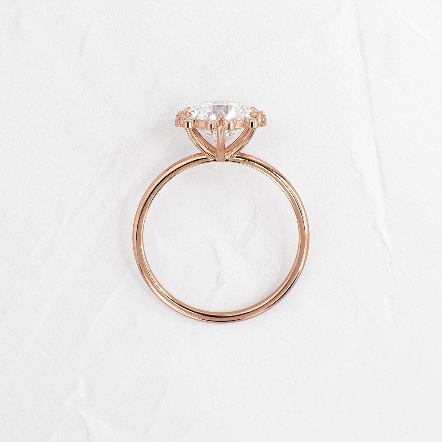 Flower Halo-Round Lab Grown Diamond Engagement Ring