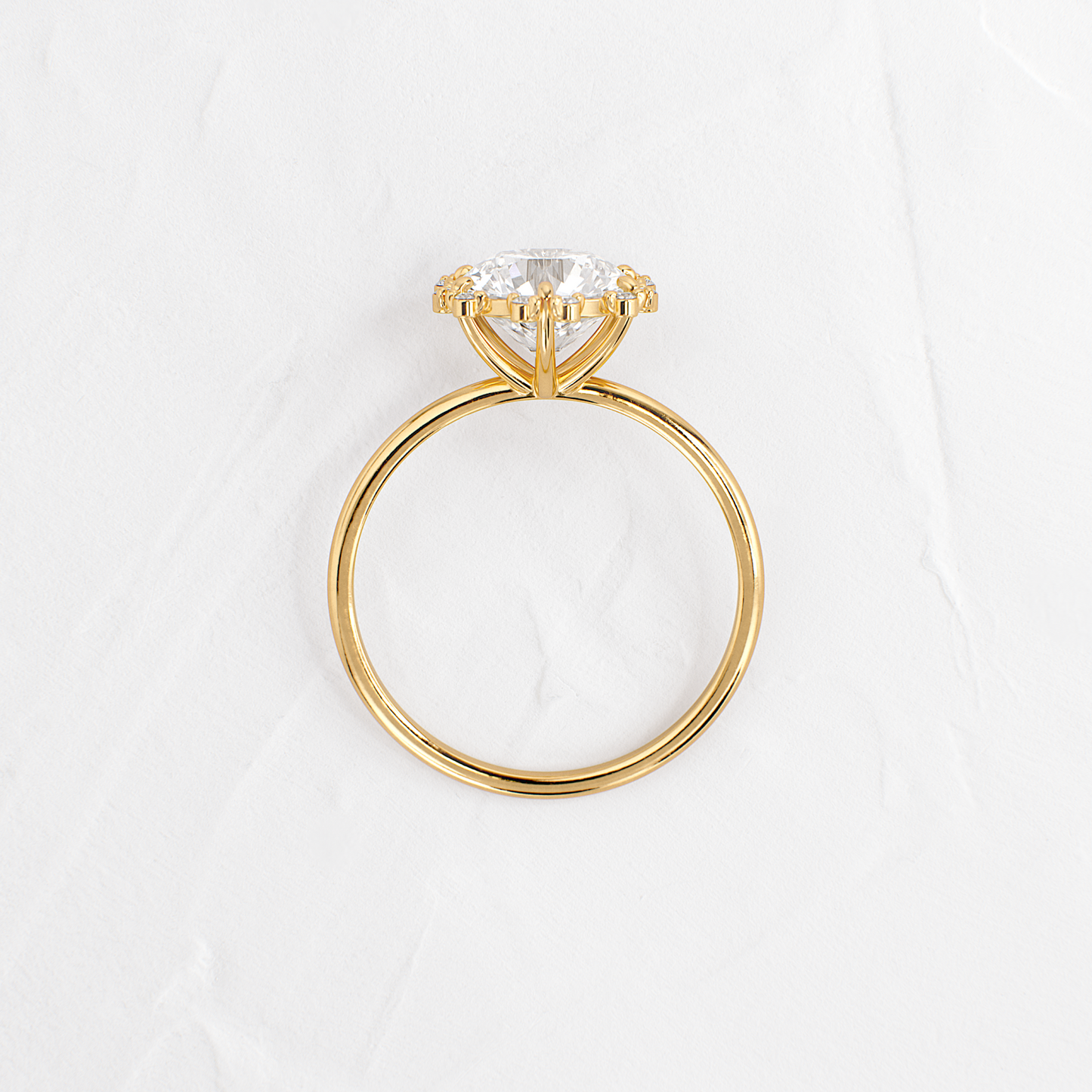 Flower Halo-Round Lab Grown Diamond Engagement Ring